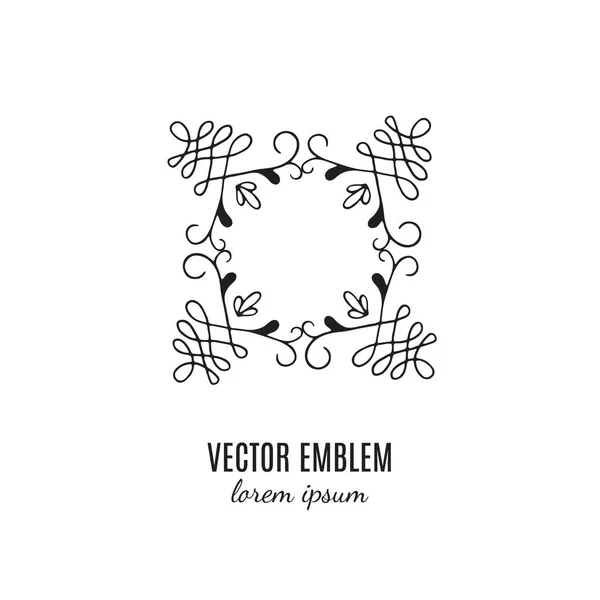 Símbolo Marco Flor Vector Logotipo Dibujado Mano Para Floristería Aislada — Vector de stock