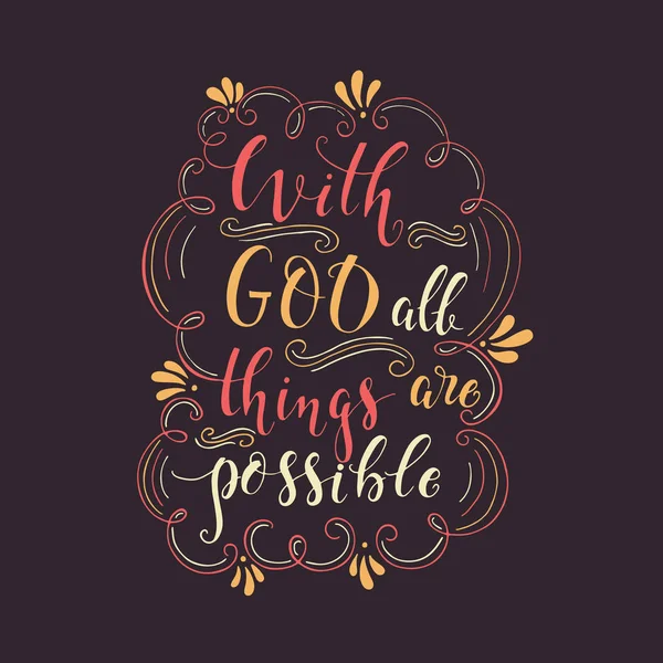 Vector Religions Lettering God All Things Possible Shirt Hand Lettered — Stock Vector