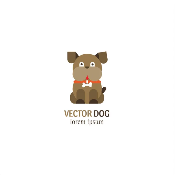 Illustrazione Vettoriale Semplice Stile Piatto Friendly Dog Siting — Vettoriale Stock