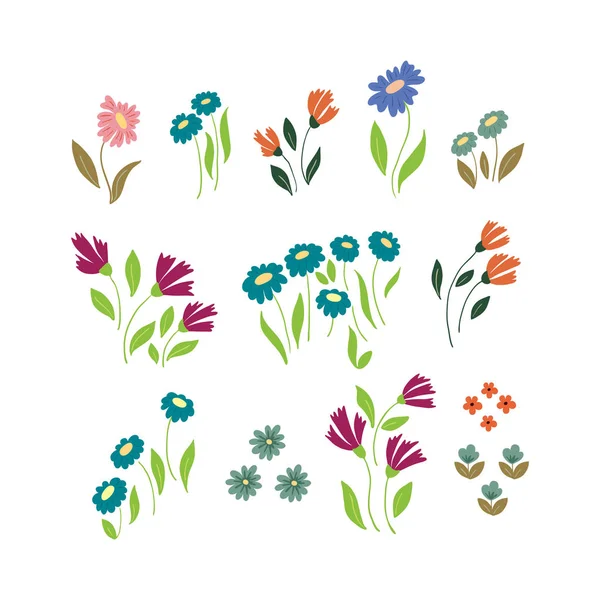 Diseño Patrón Dibujado Mano Con Flores Jardín — Archivo Imágenes Vectoriales