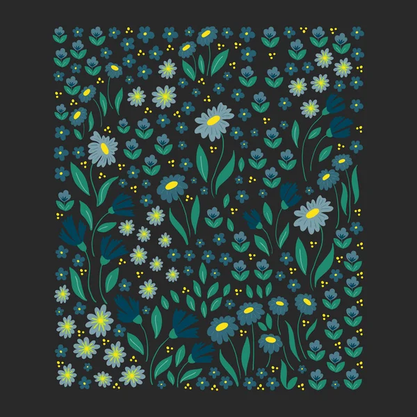 Modèle Dessiné Main Avec Des Fleurs Dans Jardin — Image vectorielle