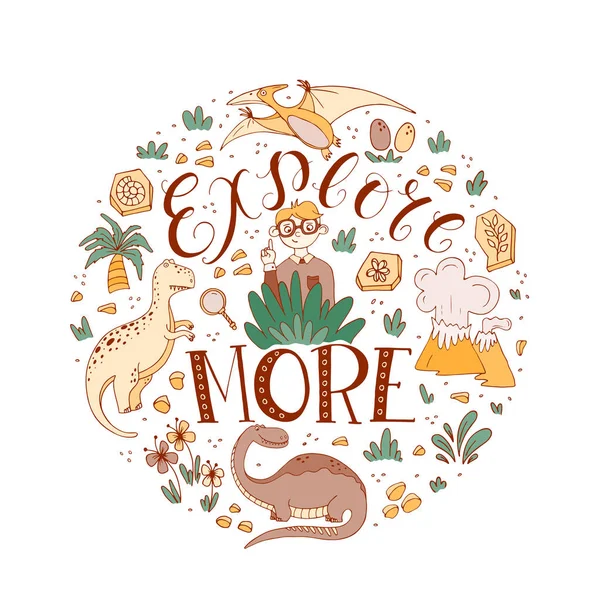 Vector Letterind Explore More Boy Elements Prehistoric Age Life Stock Vector