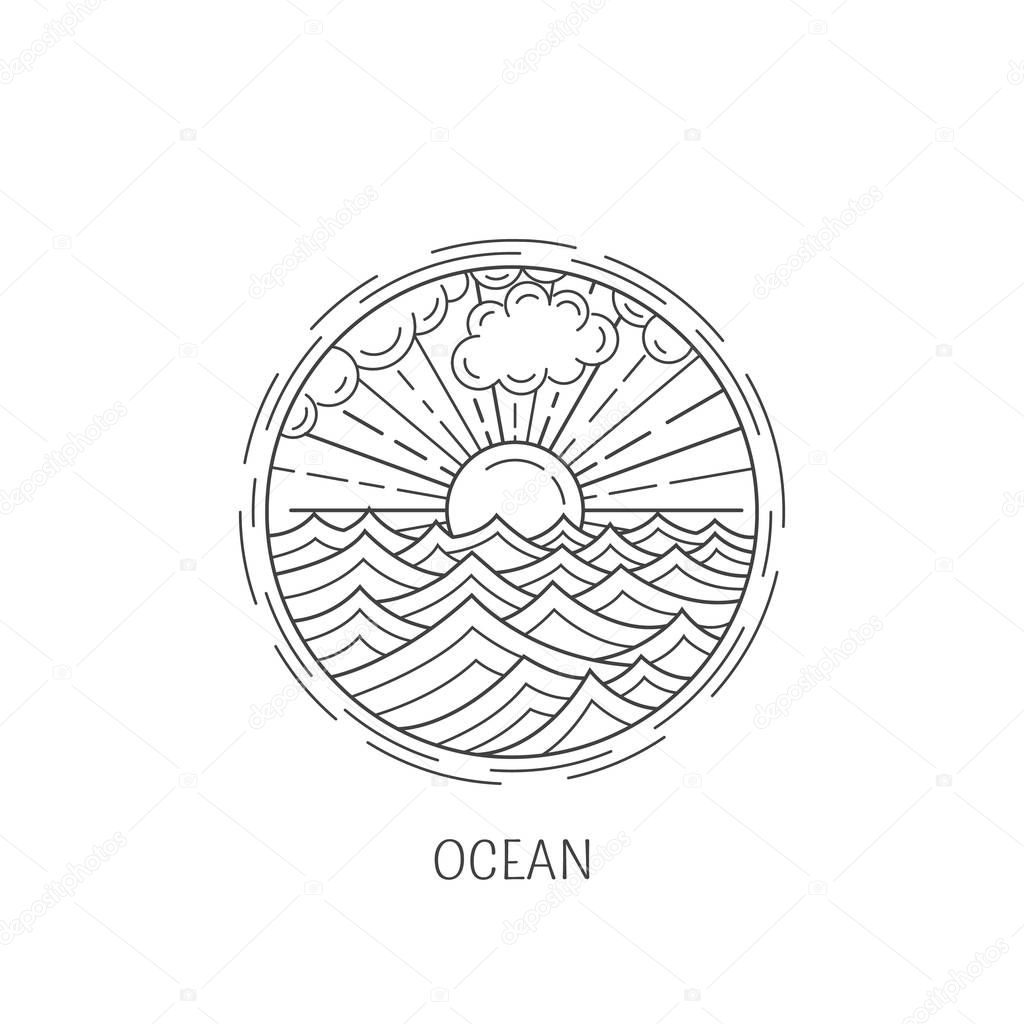 Logo design for travel concept in linear style