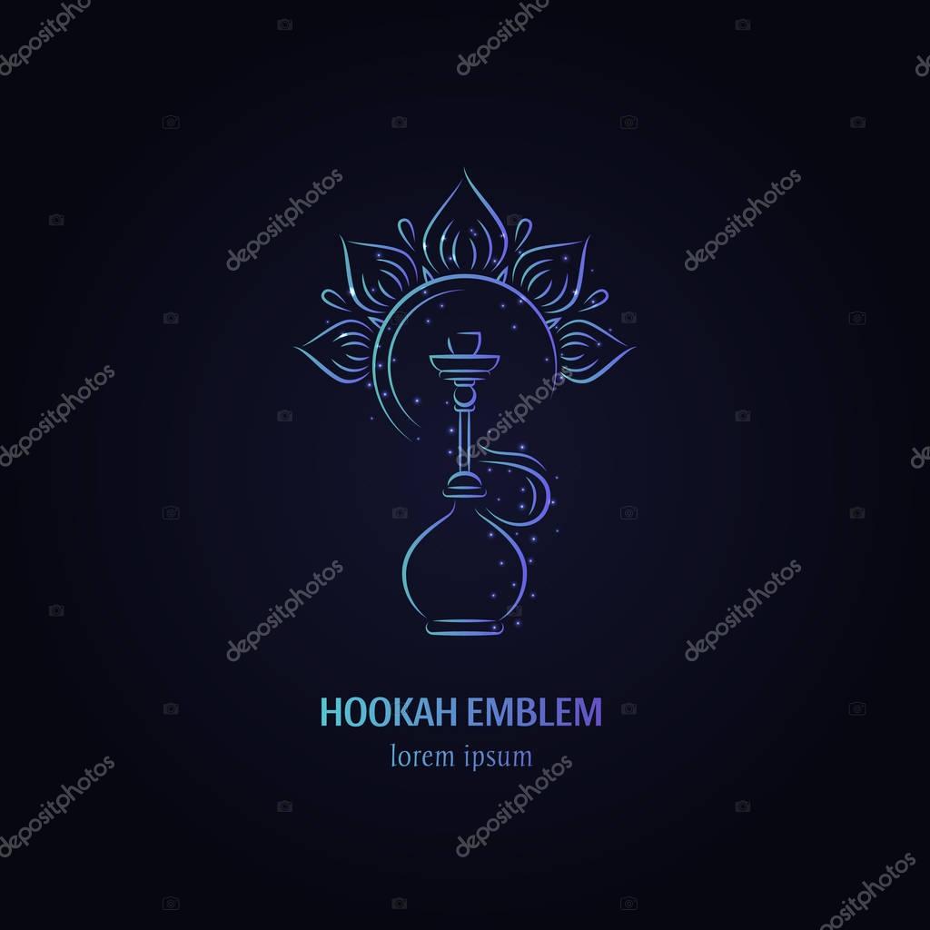 Vector hookah with flower logo design.