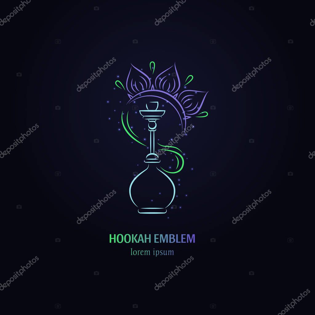 Vector hookah with flower logo design.