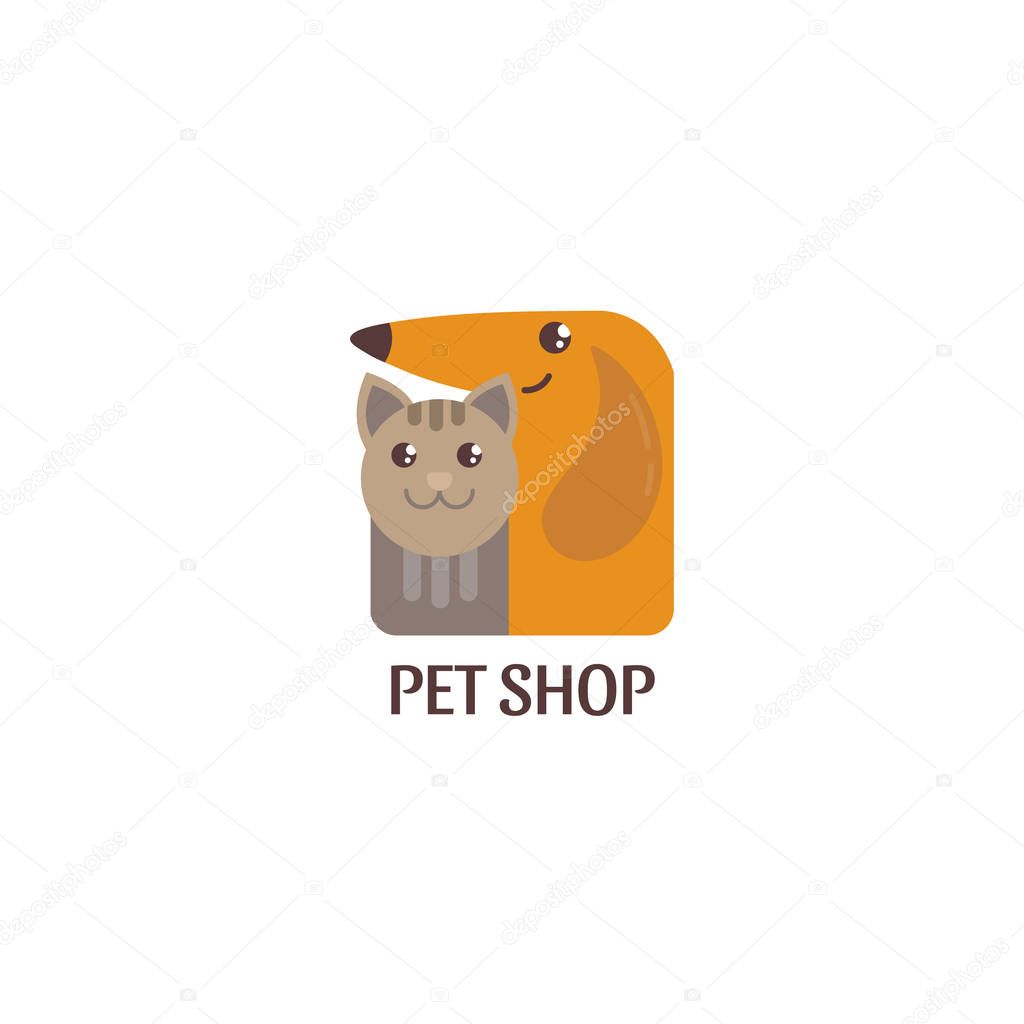 Vector logo design template for pet shops, veterinary clinics and homeless animals, shelters cat, dog for badge, websites and prints