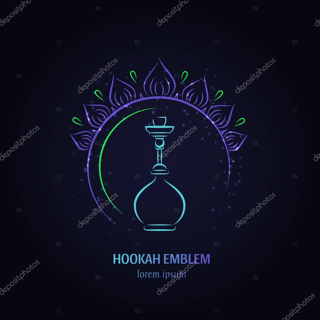 Vector hookah with flower logo design.