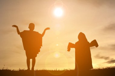 Siluet sihirbazlar .concept Cadılar Bayramı