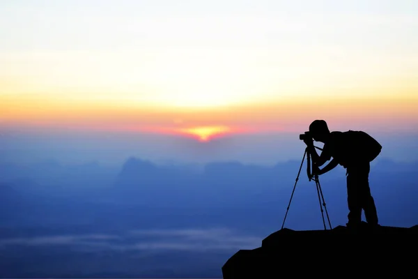 Silhouette Hombre fotógrafo — Foto de Stock