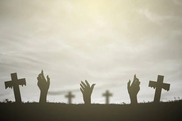 Hand and cross on sunset. Concept Halloween — Stock Photo, Image