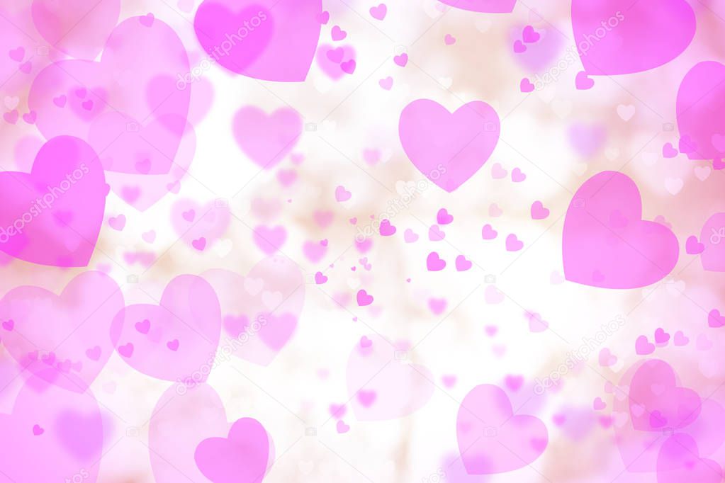 Beautiful heart bokeh pink background