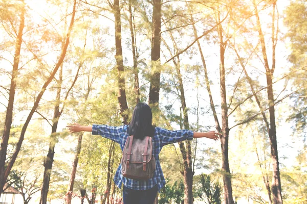 Asian women in nature and relax time — Stock Photo, Image