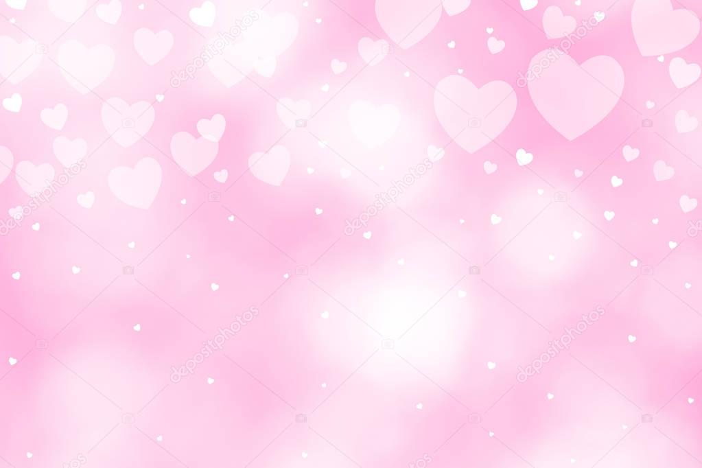 Beautiful heart bokeh pink background 