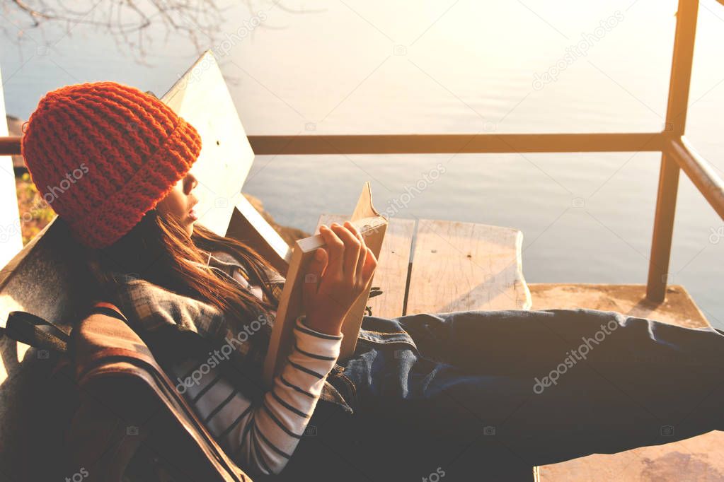 Asian girl reading a book 