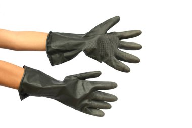 El ve tarım beyaz arka planda siyah eldiven