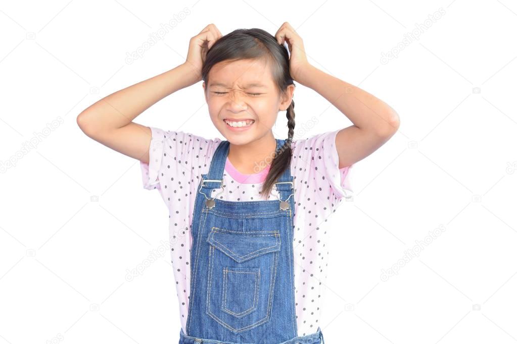 Portrait of little Asian girl on white 