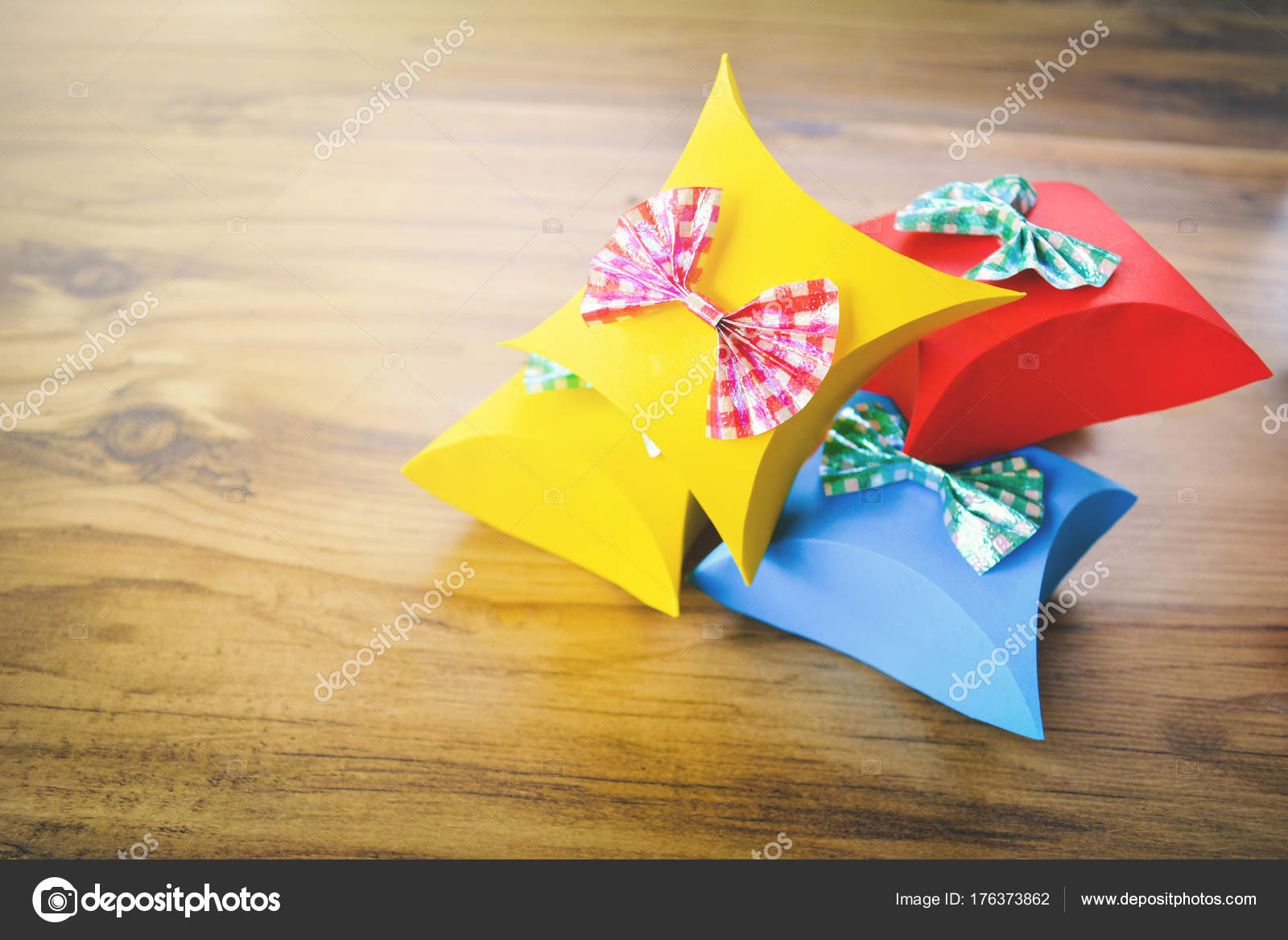 Caja Papel Regalo Colorido Madera Marrón Navidad Año Nuevo