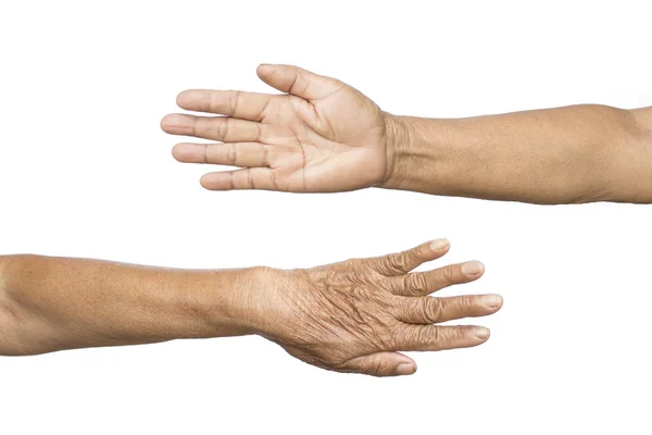 Старі Руки Жінки Білому Тлі — стокове фото