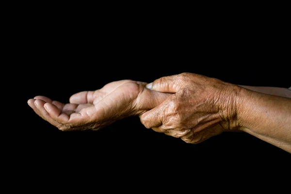 Handgelenkschmerzen Auf Schwarzem Hintergrund Arthritis Und Knochen — Stockfoto