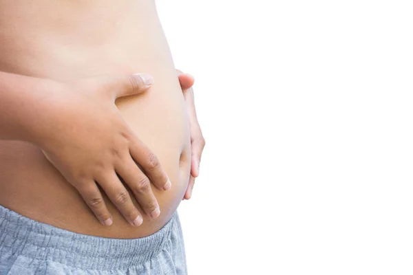 Primer Plano Superficie Abdominal Del Niño Grasa Concepto Atención Médica — Foto de Stock