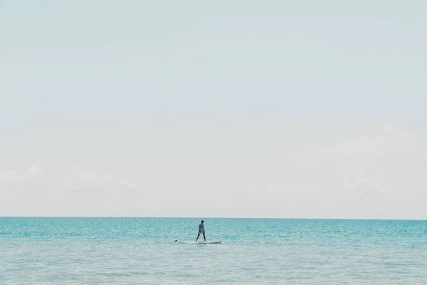 Woman Sup Board Sea — Stock Photo, Image