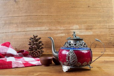 Vintage Çin çaydanlık eski yeşim ve Tibet gümüş mo ile yapılmış