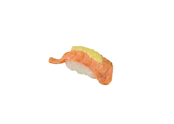 Majonézes szósszal füstölt lazac sushi nigiri japán konyha — Stock Fotó