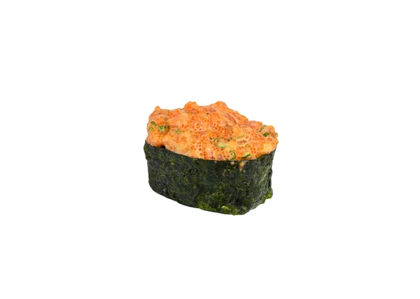 Salmon with ikura spicy sauce seaweed sushi roll japanese cusine — ストック写真
