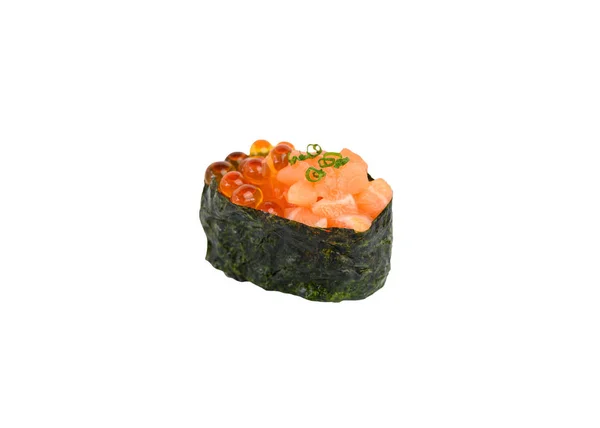 Salmon with ikura seaweed sushi roll japanese cusine — Stock Photo, Image