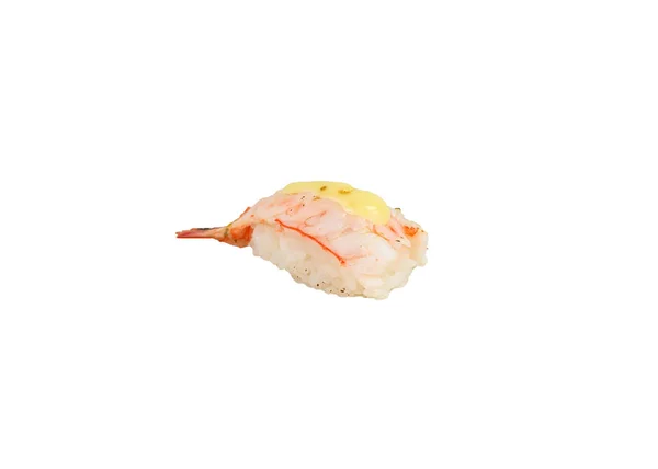 Ebi or Shrimp with mayonnaise sauce sushi nigiri japanese cuisin — Stock Photo, Image