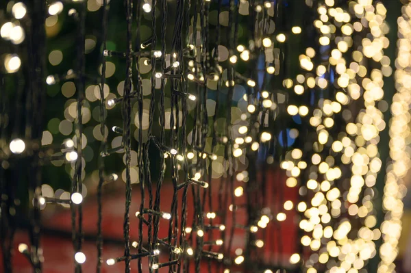 Glittering string lights with bokeh shining decoration