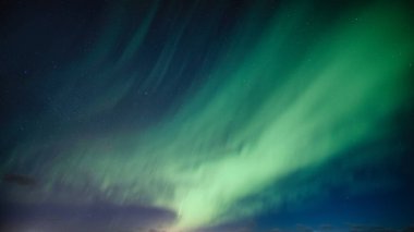 Aurora Borealis, Kuzey Işıkları Kuzey Kutup Dairesi 'nde yıldızlı
