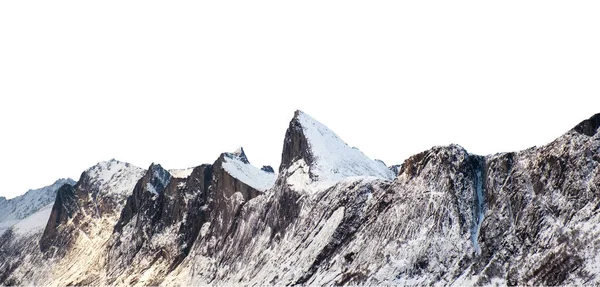 Pico Segla Con Cordillera Nevada Invierno Isla Senja — Foto de Stock