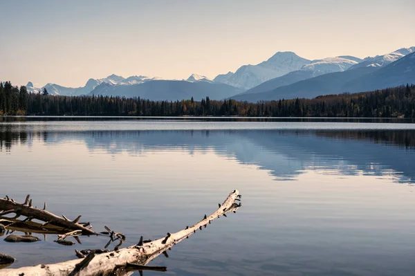 Pyramid lake with mountain range and clear sky at Jasper national park, Canada