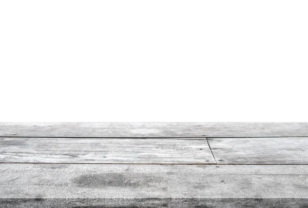 Mesa Gris Madera Rayada Sobre Fondo Blanco Montaje Producto — Foto de Stock