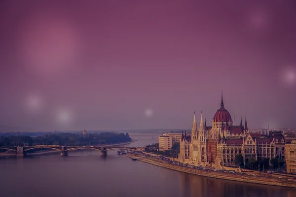 Nighttime panorama of Budapest — Stock Photo, Image