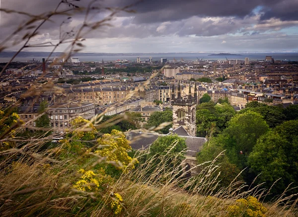 Aerial view over the Leith district of Edinburgh — Stock Photo, Image