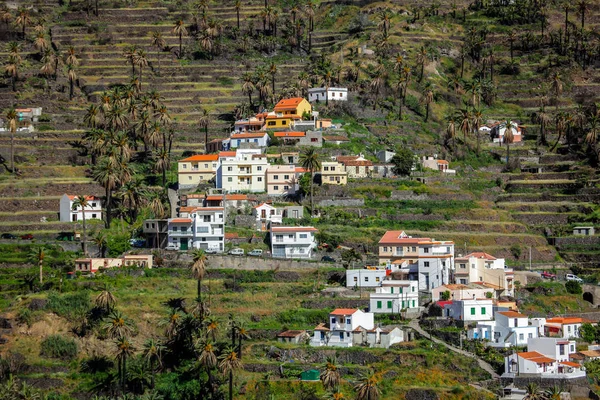 Domy wzgórzu w pięknej Valle Gran Rey — Zdjęcie stockowe