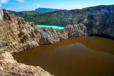 Colorful Kelimutu crater lakes clipart