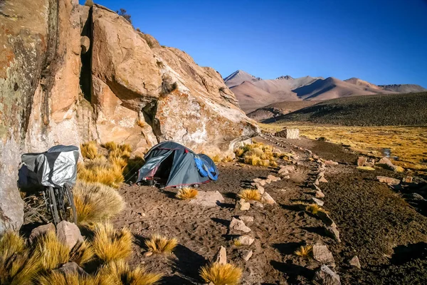 Camping among rocks