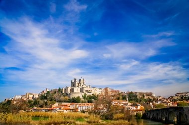 Beziers Cathedral on top of a hill clipart