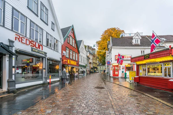 Bergen centrum i höst — Stockfoto