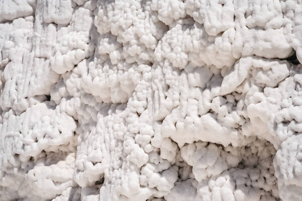 Close up of a salt accumulating on the mountain slopes