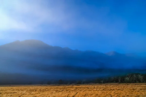 Sis ve sis bir vadide Yeni Zelanda Alpleri'nde — Stok fotoğraf