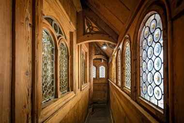 Ortaçağ Wang tapınağın içinde dar koridor