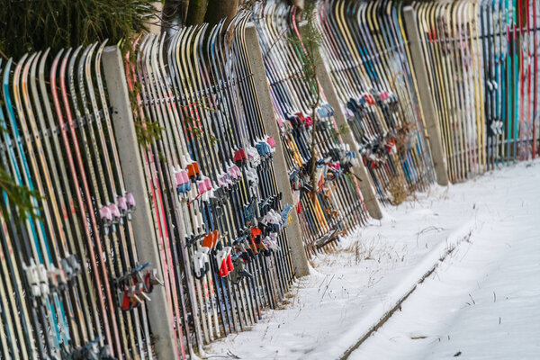 A fence made of skis