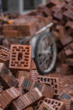 Pile of bricks on the building site