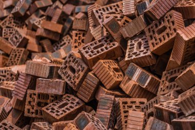 Pile of bricks on the building site