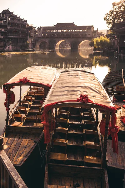 Feng Huang China August 2019 Old Historic Wooden Tourist Boats — Stock Photo, Image