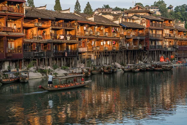 Feng Huang China August 2019 Old Historic Wooden Tourist Boat — Stock Photo, Image